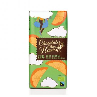 EXPIRACE 11/22 - Chocolates from Heaven BIO hořká čokoláda s pomerančem 72 % - 100 g