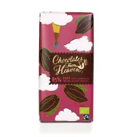 Chocolates from Heaven BIO hořká čokoláda Peru 85% balení s růžovým obalem a bílými mraky