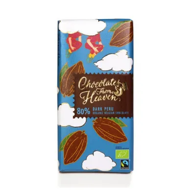 Chocolates from Heaven BIO hořká čokoláda Peru 80% balení modré