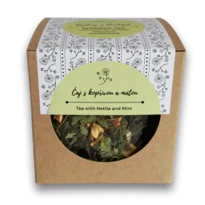 Čaj s kopřivou a mátou 50 g hnědá kraft krabička kulaté okno