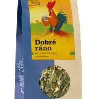 Dobré ráno bylinný čaj BIO Sonnentor balení sypaný modro béžový obal žlutá etiketa