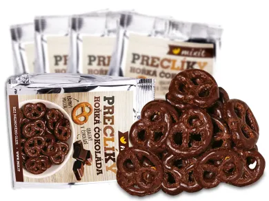 Mixit preclíky do kapsy Hořká čokoláda 70 g balení v lesklém stříbrném obalu