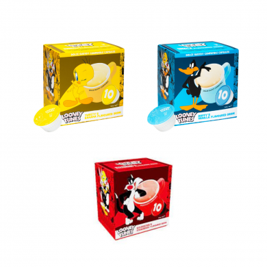 2+1 zdarma mléčné šejky Looney Tunes - 30 kapslí pro Dolce Gusto kávovary