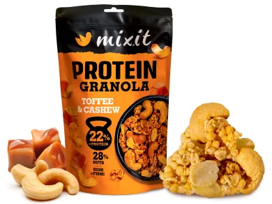 Mixit Proteinová granola z pece - Toffee & kešu, 350 g